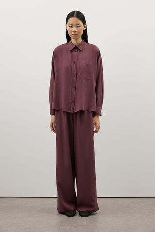 Tencel Gömlek ve Pantolon Takım - Bordo