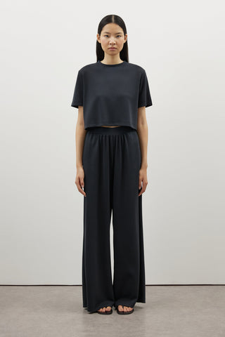 Kısa Kollu Modal Crop Tshirt - Siyah