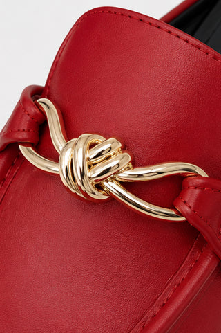 Gold Tokalı Loafer Kadın Terlik | Cess  - Kırmızı