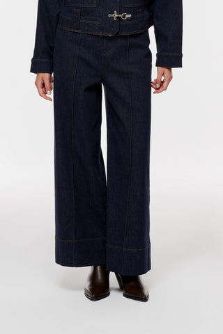 Geniş Paça Denim Pantolon - Lacivert