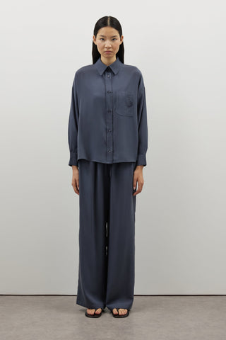 Tencel Geniş Paça Pantolon - İndigo