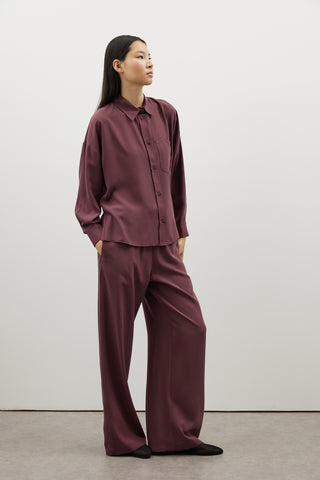 Tencel Geniş Paça Pantolon - Bordo