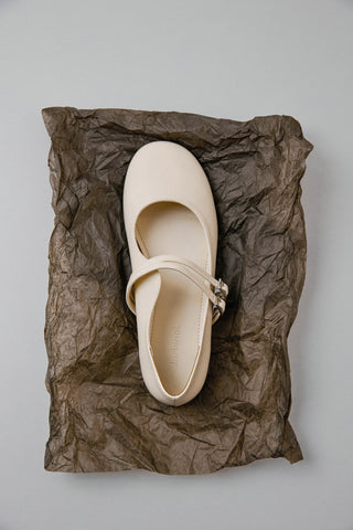 Çift Tokalı Kadın Babet Ayakkabı | Nola - Bej