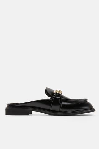 Gold Tokalı Loafer Kadın Terlik | Cess  - Siyah