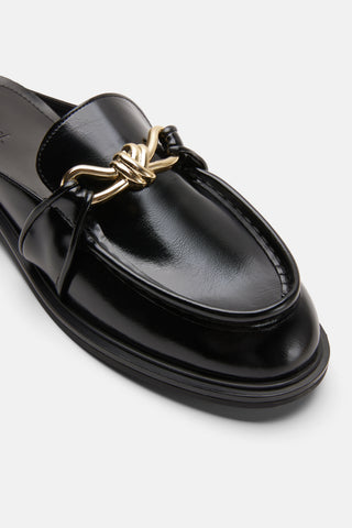Gold Tokalı Loafer Kadın Terlik | Cess  - Siyah