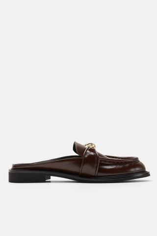 Gold Tokalı Loafer Kadın Terlik | Cess  - Kahverengi