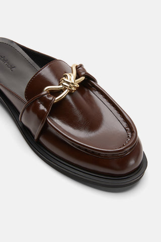 Gold Tokalı Loafer Kadın Terlik | Cess  - Kahverengi