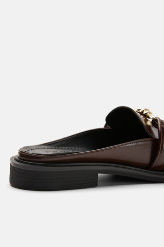 Gold Tokalı Loafer Kadın Terlik | Cess  - Kahverengi