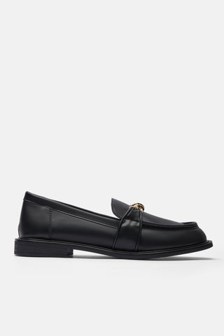 Gold Zincir Detaylı Loafer | Sutton - Siyah